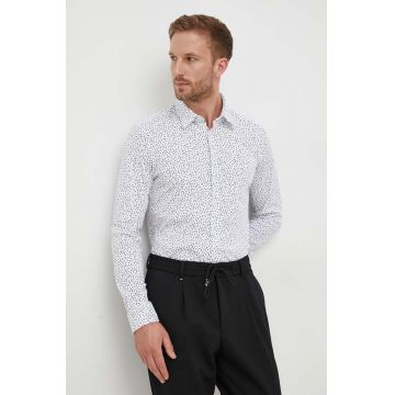 BOSS camasa barbati, culoarea alb, cu guler clasic, slim