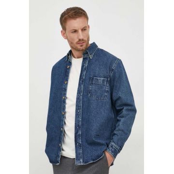 Boss Orange camasa jeans BOSS ORANGE barbati, cu guler button-down, regular