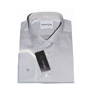 Camasa premium barbati, 100% bumbac, regular fit - FRONTERA - gri deschis cu bezati