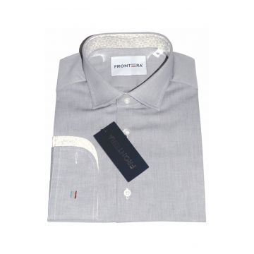 Camasa premium barbati, 100% bumbac, slim fit - FRONTERA - gri deschis cu bezati