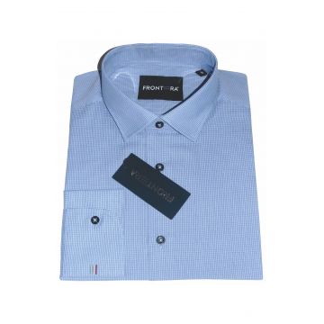 Camasa premium barbati, bumbac, slim fit - FRONTERA - albastru cu patratele