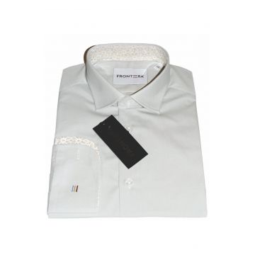 Camasa premium barbati, bumbac, slim fit - FRONTERA - bej cu bezati