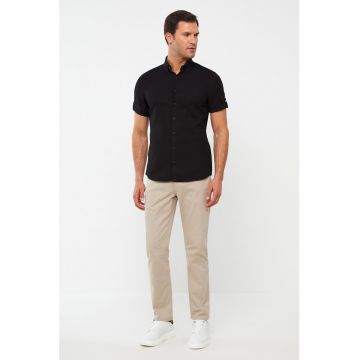 Camasa slim fit din bumbac cu maneci scurte