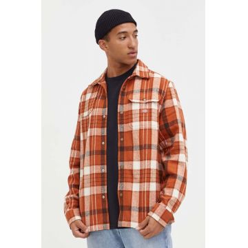 Dickies camasa din bumbac barbati, culoarea portocaliu, cu guler clasic, regular