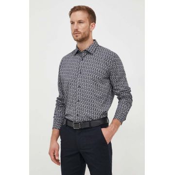 Joop! camasa din bumbac barbati, culoarea albastru marin, cu guler clasic, slim