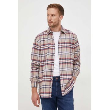 Joop! camasa din bumbac barbati, culoarea bej, cu guler clasic, regular