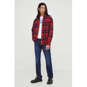 Levi's camasa din bumbac x Jackson Worker barbati, culoarea rosu, cu guler clasic, relaxed