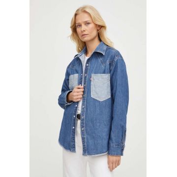 Levi's camasa jeans femei, cu guler clasic, relaxed