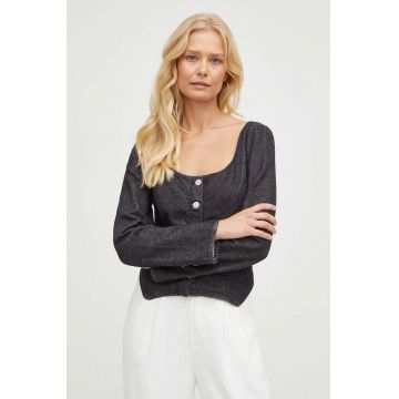 Levi's camasa jeans femei, culoarea negru, slim