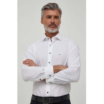 Michael Kors camasa barbati, culoarea alb, cu guler italian, slim