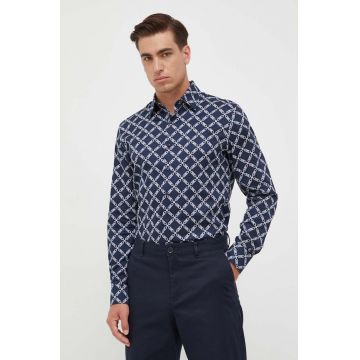 Michael Kors camasa barbati, culoarea albastru marin, cu guler clasic, slim