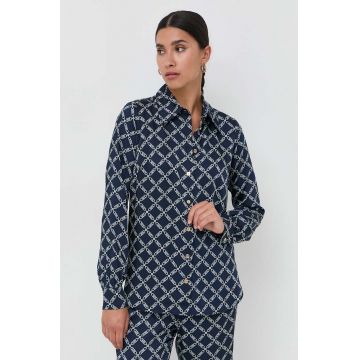 MICHAEL Michael Kors camasa femei, culoarea albastru marin, cu guler clasic, regular