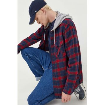 Vans camasa din bumbac barbati, culoarea rosu, regular
