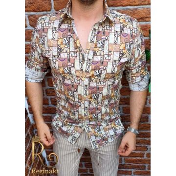 Cămașă de bărbați, cambrata, înflorată, Summer Collection  - CM384