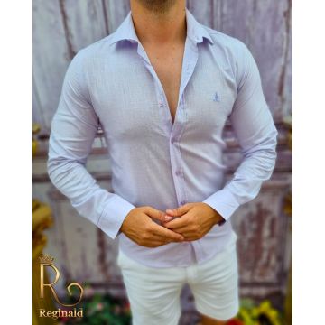 Cămașă lila de bărbați, Slim Fit, textura in - CR56