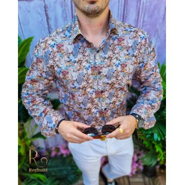 Cămașă Reginald de bărbați, Slim Fit, cu imprimeuri - CM503