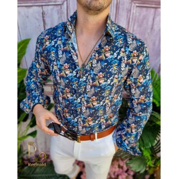 Cămașă Reginald de bărbați, Slim Fit, cu imprimeuri - CM507