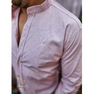 Cămașă roz patinat de bărbați, guler tunica - CR100