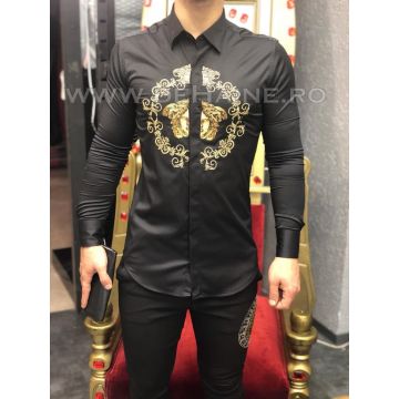 Camasa barbati neagra slim fit pentru evenimente B5783 4-3