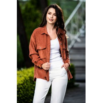 Camasa casual maron cu aspect reiat