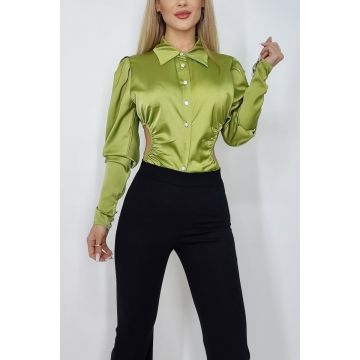 Camasa dama Miller, cu decupaje, Verde olive