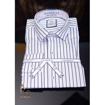 Camasa de barbati alba in dungi subtiri, albastre, croiala Slim-Fit - CR23