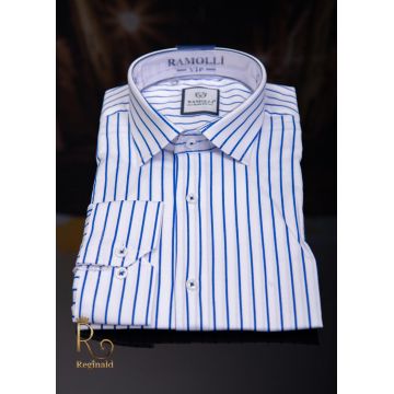 Camasa de barbati alba in dungi subtiri, bleu, croiala Slim-Fit - CR25