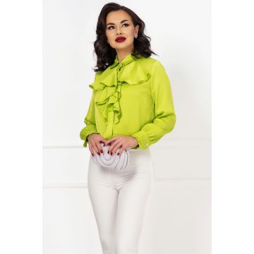 Camasa eleganta lime texturata cu jabou amplu