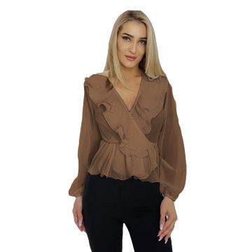 Camasa Natasha, cu volane, Maro, Marime universala S/M