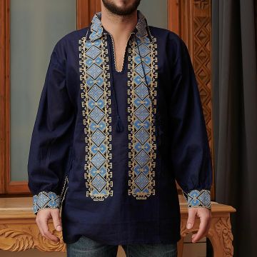 Camasa Traditionala barbateasca - Pavel bleumarin 02