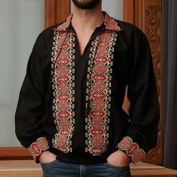 Camasa Traditionala barbateasca - Pavel negru 01