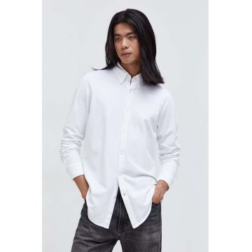 Abercrombie & Fitch camasa barbati, culoarea alb, cu guler button-down, regular