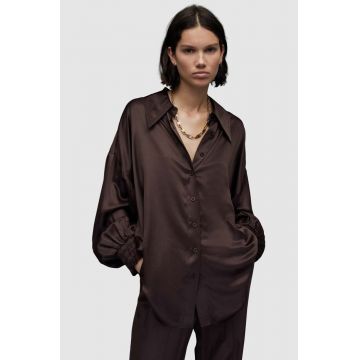 AllSaints camasa WH035Z CHARLI SHIRT femei, culoarea maro, cu guler clasic, regular
