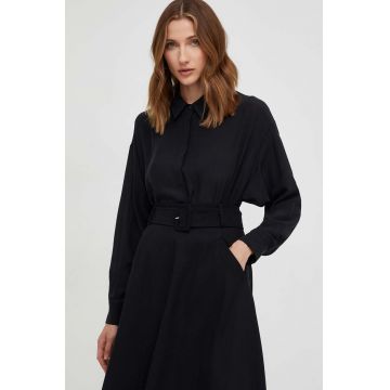 Answear Lab camasa de matase culoarea negru, cu guler clasic, relaxed