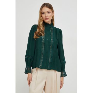 Answear Lab camasa femei, culoarea verde, cu guler stand-up, regular
