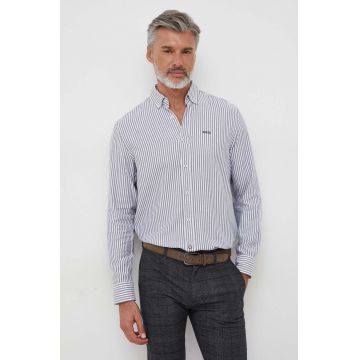 BOSS camasa din bumbac barbati, culoarea albastru marin, cu guler button-down, regular