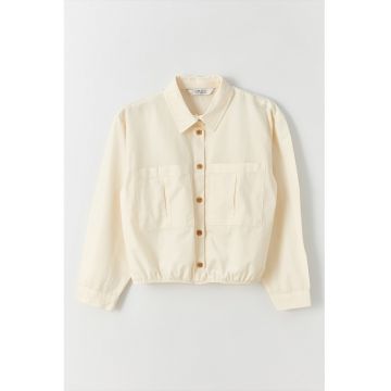 Camasa crop cu buzunare aplicate