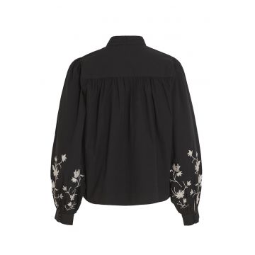 Camasa din amestec de bumbac cu broderie florala