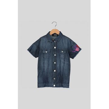 Camasa din denim cu broderii florale