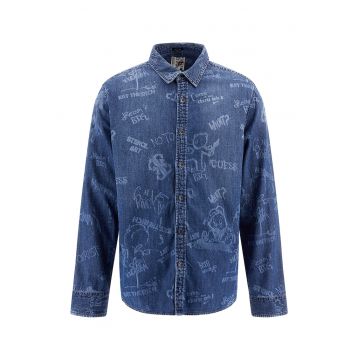 Camasa din denim cu imprimeu grafic