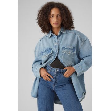 Camasa lejera de denim cu buzunare pe piept