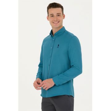 Camasa slim fit cu guler Oxford