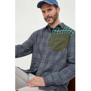 Desigual camasa barbati, culoarea verde, cu guler clasic, regular