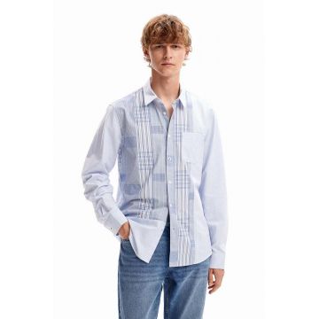 Desigual camasa din bumbac 23WMCW35 MAN WOVEN SHIRT LONG SLEEVE barbati, cu guler clasic, regular