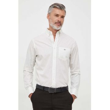 Gant camasa din bumbac barbati, culoarea bej, cu guler button-down, regular