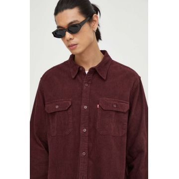 Levi's camasa din bumbac barbati, culoarea bordo, cu guler clasic, relaxed