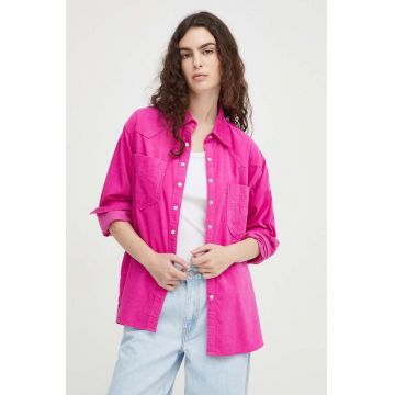Levi's camasa din velur culoarea roz, cu guler clasic, regular
