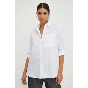MAX&Co. camasa din bumbac femei, culoarea alb, cu guler clasic, relaxed