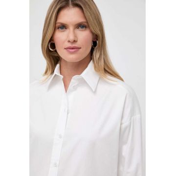 Max Mara Leisure camasa din bumbac femei, culoarea alb, cu guler clasic, relaxed