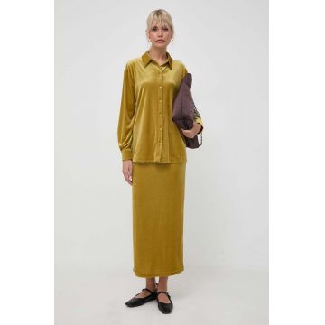 Max Mara Leisure camasa femei, culoarea galben, cu guler clasic, regular